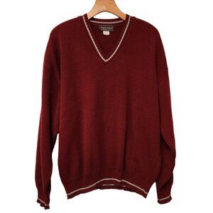 Vintage Andrew Rohan V-Neck Sweater Acrylic Preppy Mens Large Made in USA EUC